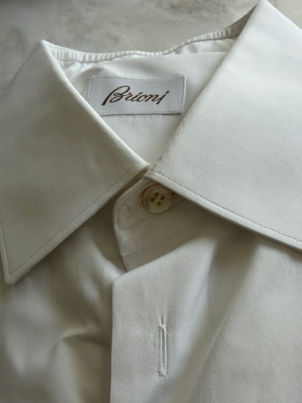 Men’s Brioni white shirt with French cuffs
